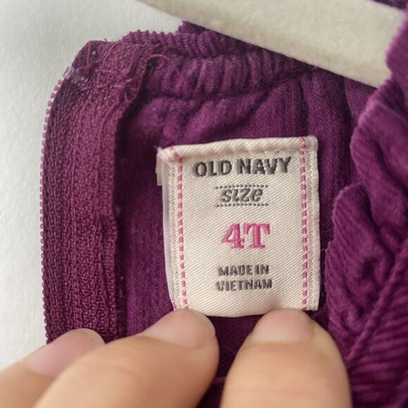 Old Navy Girls 4T Corduroy Long Sleeve Purple Dress With Floral Embroidery - Picture 3 of 6